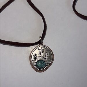 Silver Cactus Pendant Necklace